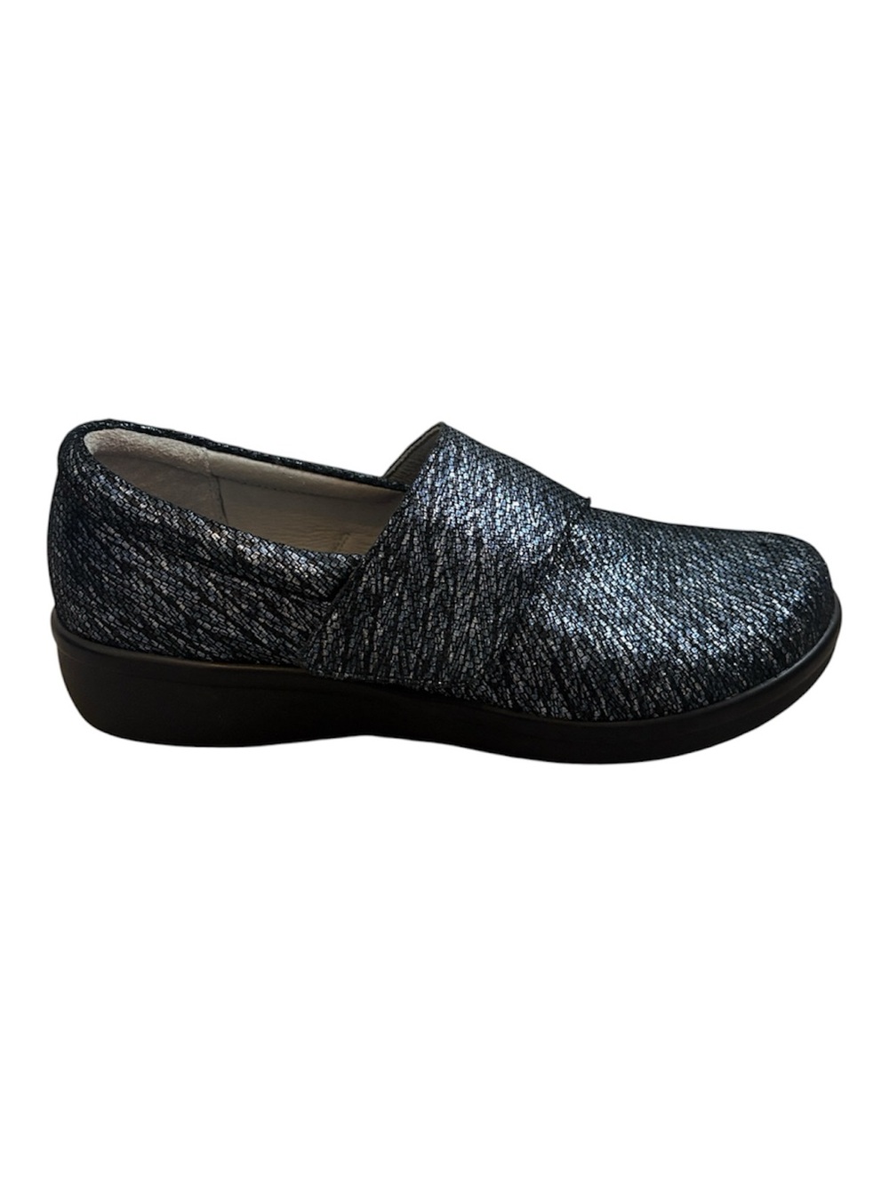 Alegria Lauryn Blue Black Metallic Comfort Shoes Hook and Loop Closure Size 40